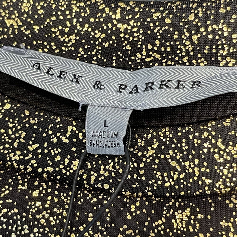 Alex‎ & Parker Women's L Gold Shimmer Holiday Balloon Plated Sleeves Blouse Top - Picture 6 of 9